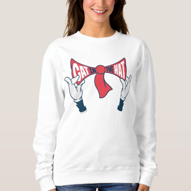 Cat In the Hat | Cat Text Bow Tie Sweatshirt (Front)