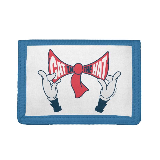 Cat In the Hat | Cat Text Bow Tie Trifold Wallet (Front)