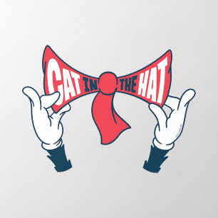Cat In the Hat Cat Text Bow Tie Wall Decal