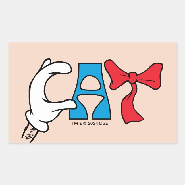 Cat In the Hat | Cat Text Rectangular Sticker (Front)