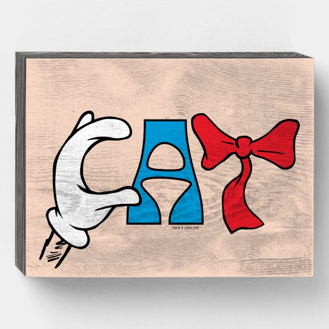 Cat In the Hat | Cat Text Wooden Box Sign (Front Horizontal)