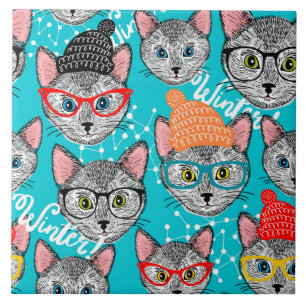Cat in the hat ceramic tile