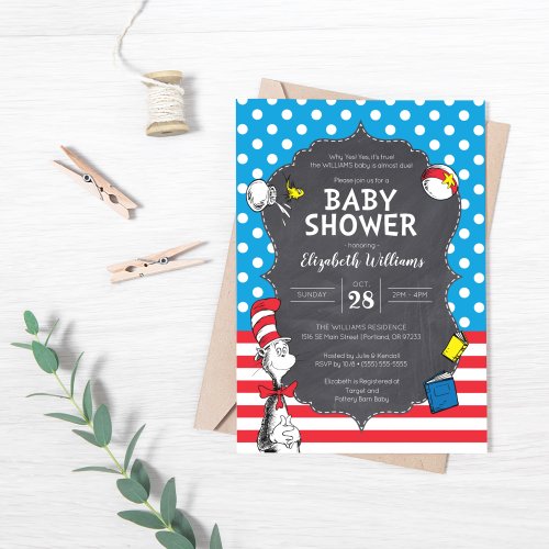 Cat in the Hat Chalkboard Baby Shower Invitation