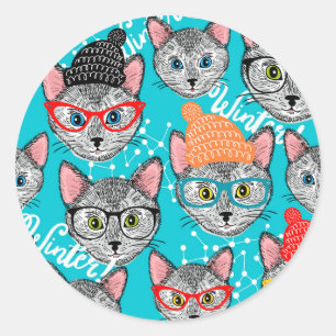Cat in the hat classic round sticker
