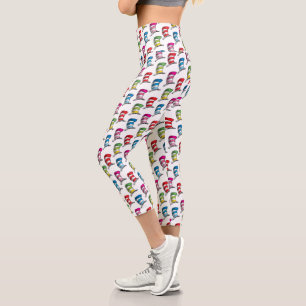 Cat In The Hat Colorful Hat Pattern Capri Leggings