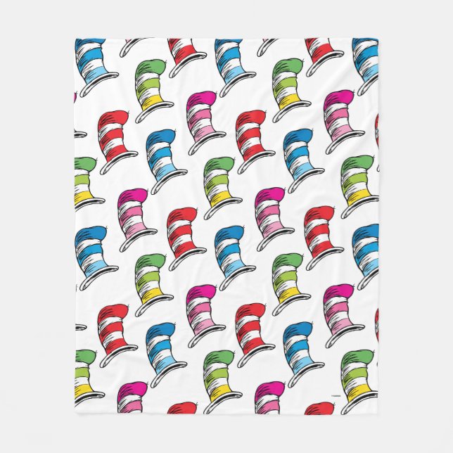 Cat In The Hat Colorful Hat Pattern Fleece Blanket (Front)