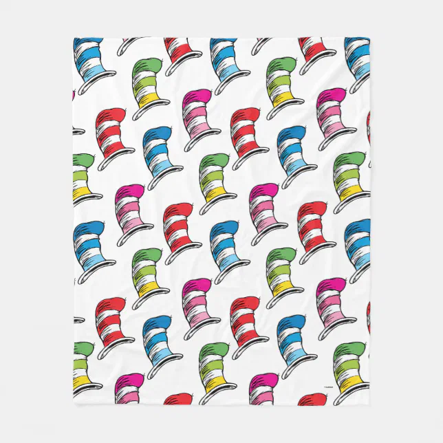 Cat In The Hat Colorful Hat Pattern Fleece Blanket Zazzle
