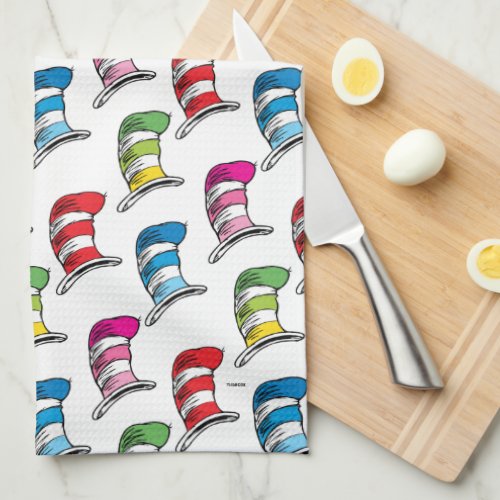 Cat In The Hat Colorful Hat Pattern Kitchen Towel