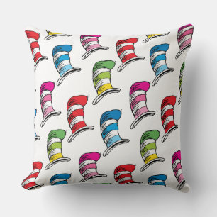 Cat In The Hat Colorful Hat Pattern Throw Pillow
