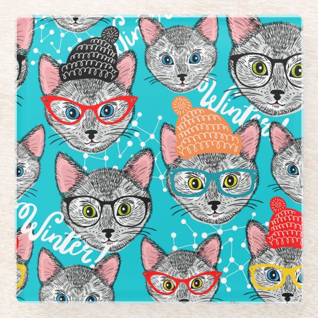 Cat in the hat glass coaster (Front)