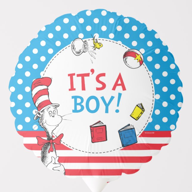 Cat in the Hat | It's a Boy Baby Shower Balloon (Front)