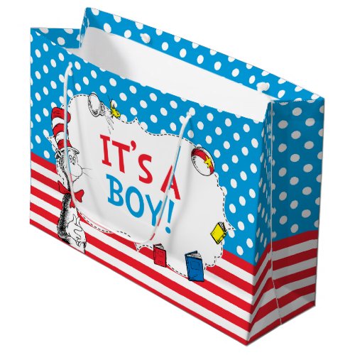 Cat in the Hat  Its a Boy Baby Shower Large Gift Bag