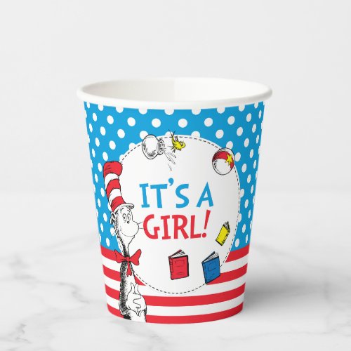 Cat in the Hat  Its a Girl Baby Shower Paper Cups