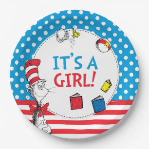 Cat in the Hat It's a Girl Baby Shower Paper Plates