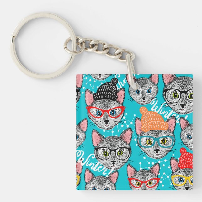 Cat in the hat keychain (Front)