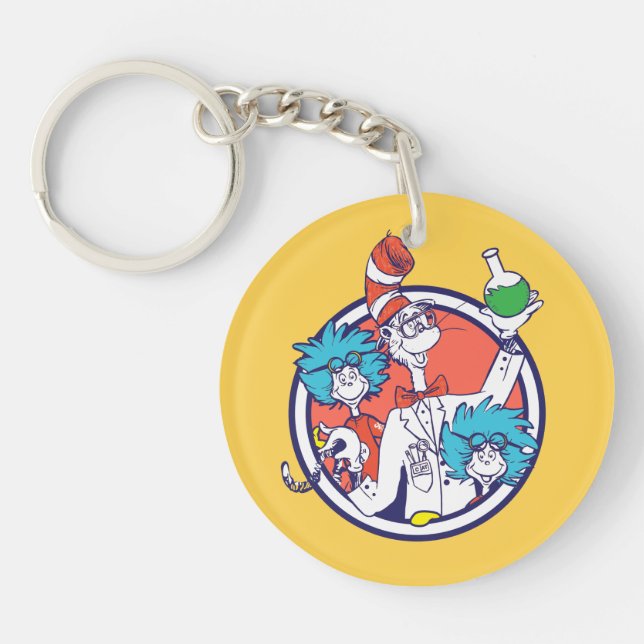 Cat in the Hat & Lab Tech One Lab Tech Two Keychain (Front)