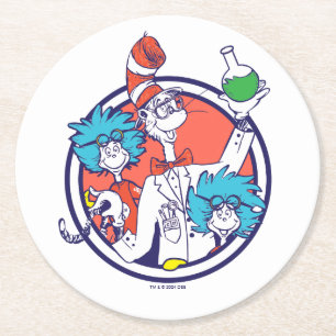 Cat in the Hat & Lab Tech One Lab Tech Two Round Paper Coaster