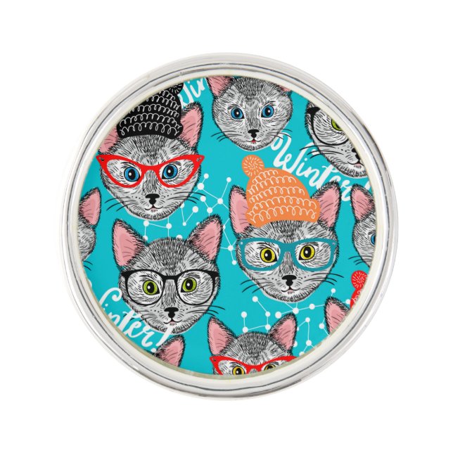 Cat in the hat lapel pin (Front)