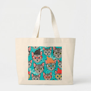 Cat in the hat large tote bag