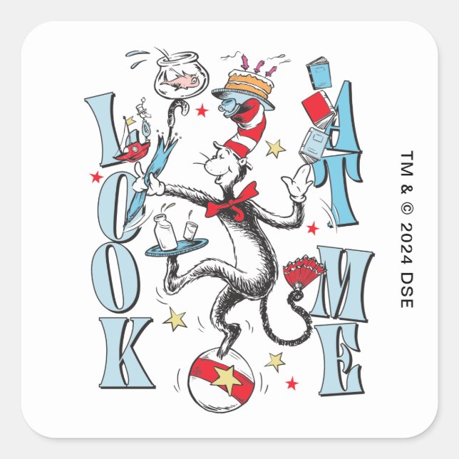 Cat In the Hat | Look At Me Square Sticker (Front)