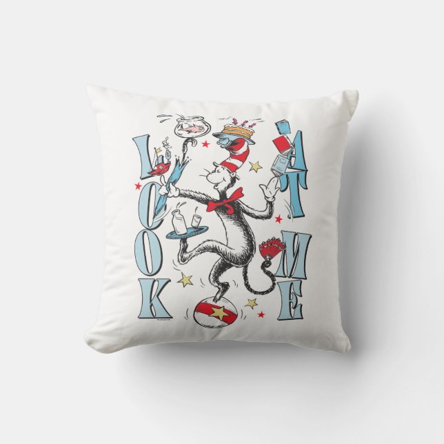 Cat In the Hat | Look At Me Throw Pillow (Front)