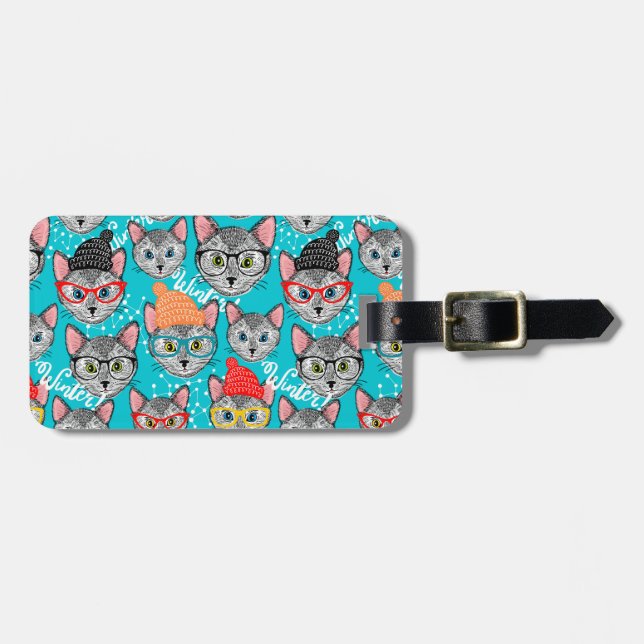 Cat in the hat luggage tag (Front Horizontal)