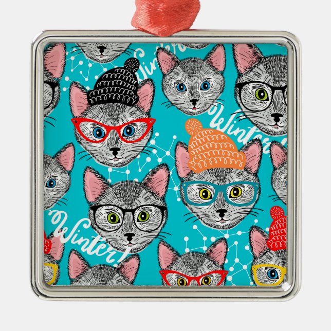 Cat in the hat metal ornament (Front)