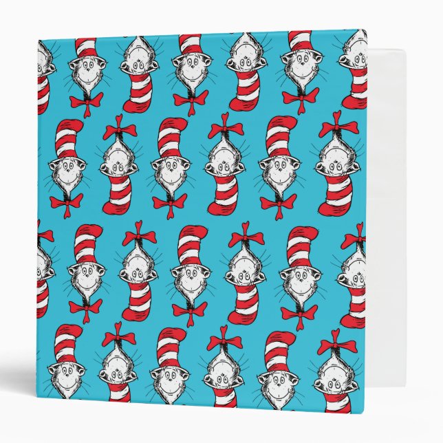 Cat In The Hat Pattern 3 Ring Binder (Front/Inside)