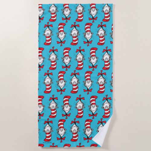 Cat In The Hat Pattern Beach Towel