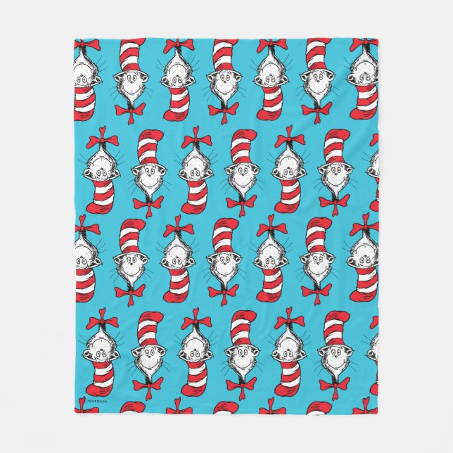 Cat In The Hat Pattern Fleece Blanket (Front)
