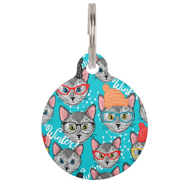 Cat in the hat pet ID tag (Front)