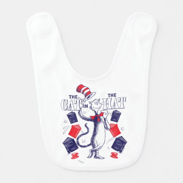 Cat In the Hat | Reading Books Baby Bib (Front)