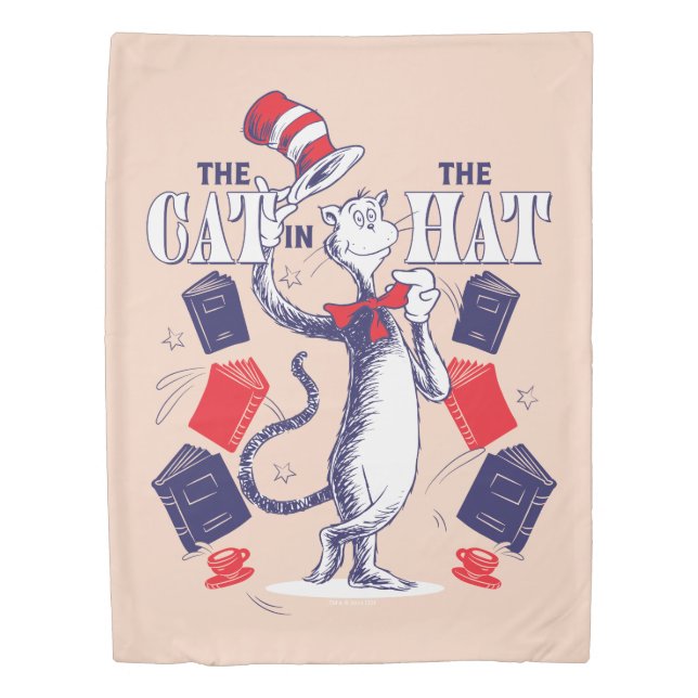 Cat In the Hat | Reading Books Duvet Cover (Front)