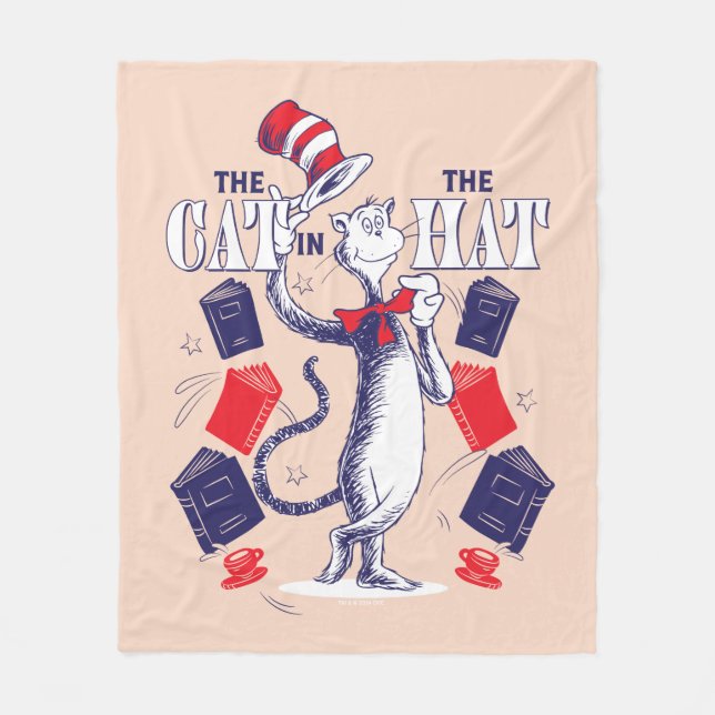 Cat In the Hat | Reading Books Fleece Blanket (Front)