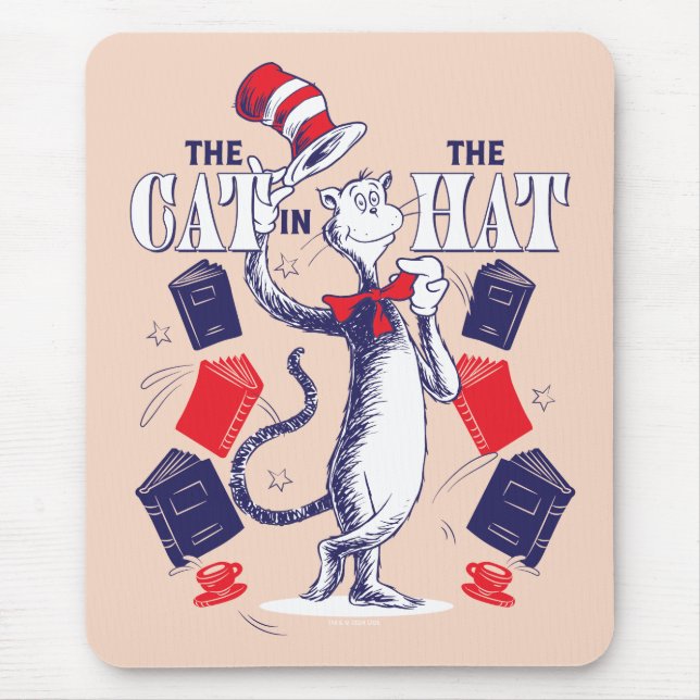 Cat In the Hat | Reading Books Mouse Pad (Front)