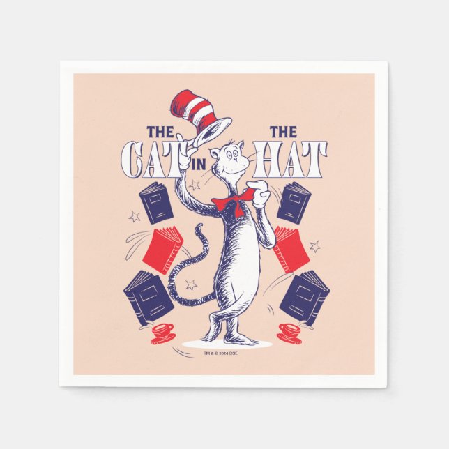 Cat In the Hat | Reading Books Napkins (Front)
