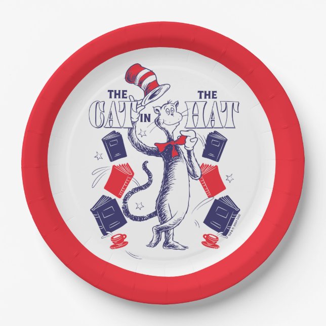Cat In the Hat | Reading Books Paper Plates (Front)