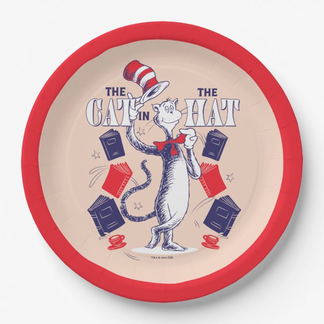 Cat In the Hat | Reading Books Paper Plates (Front)