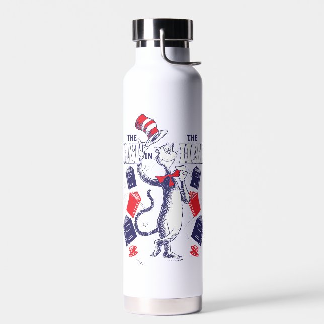 Cat In the Hat | Reading Books Water Bottle (Left)