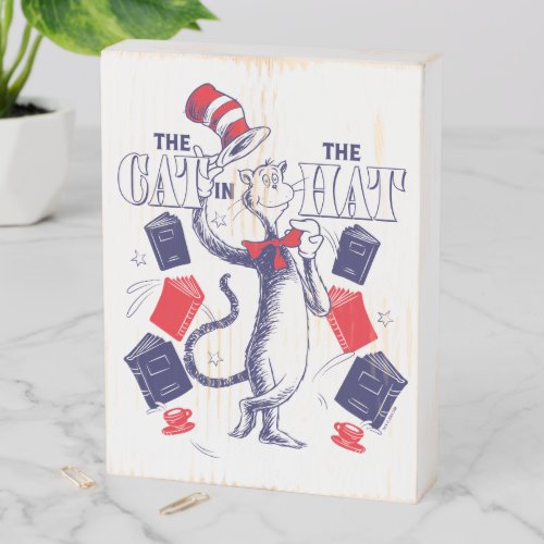 Cat In the Hat  Reading Books Wooden Box Sign