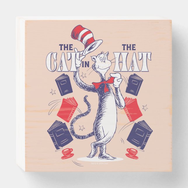 Cat In the Hat | Reading Books Wooden Box Sign (Front Horizontal)