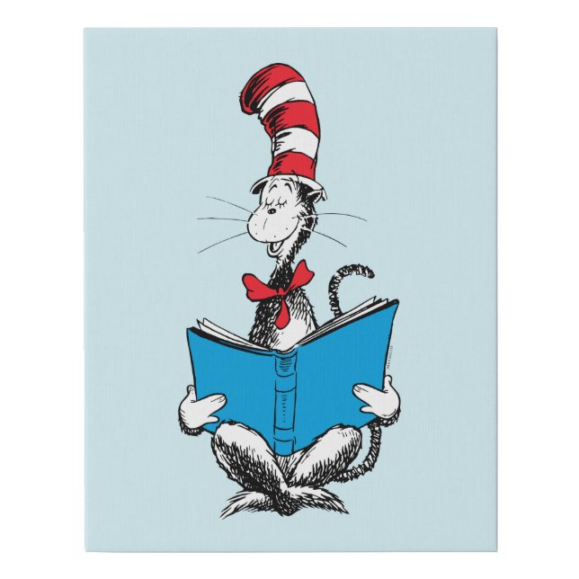 Cat in the Hat Reading Faux Canvas Print (Front)