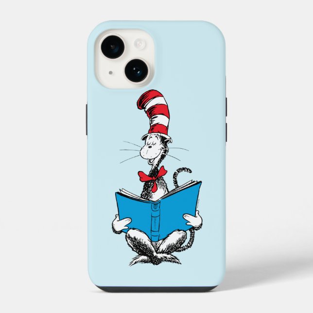 Cat in the Hat Reading Iphone Case (Back)