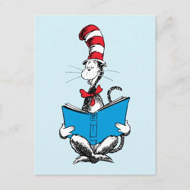 Cat in the Hat Reading Postcard (Front)