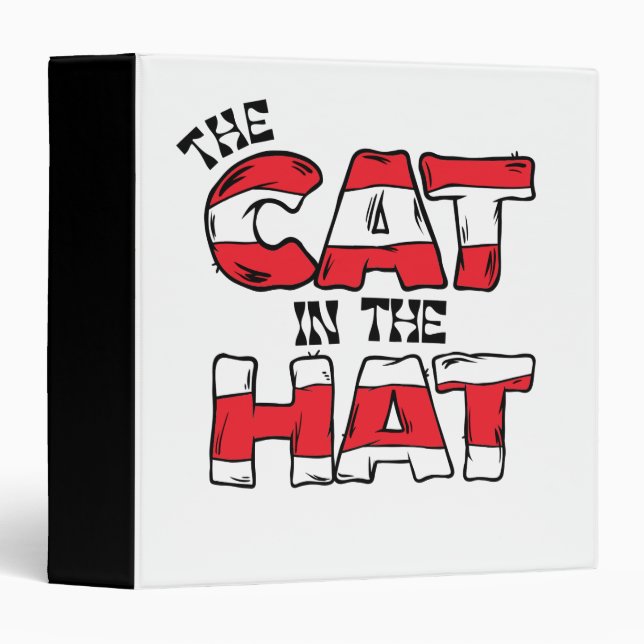 Cat In the Hat | Red & White Striped Text 3 Ring Binder (Front/Spine)
