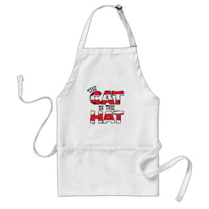 Cat In the Hat Red & White Striped Text Adult Apron