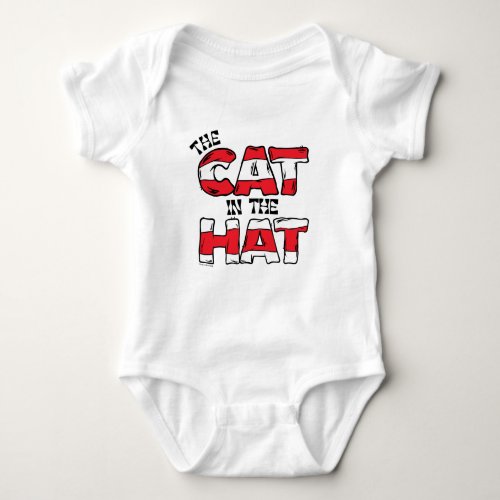 Cat In the Hat  Red  White Striped Text Baby Bodysuit