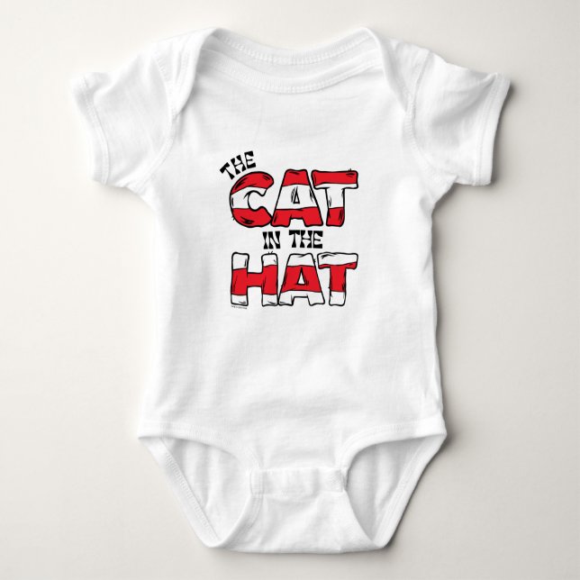 Cat In the Hat | Red & White Striped Text Baby Bodysuit (Front)