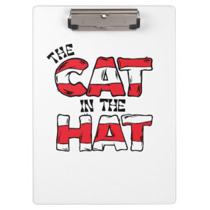 Cat In the Hat Red & White Striped Text Clipboard
