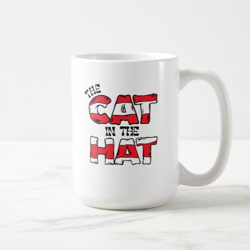 Cat In the Hat  Red  White Striped Text Coffee Mug